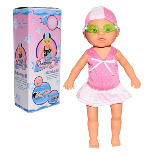 AVZYARDY Schwimmerpuppe, wasserdichte Wasserbabypuppe mit beweglichem Gelenk und abnehmbarem Anzug, Kinderbadezimmer-Badespielzeug für Mädchen, Geburtstagsgeschenk für Kinder von AVZYARDY