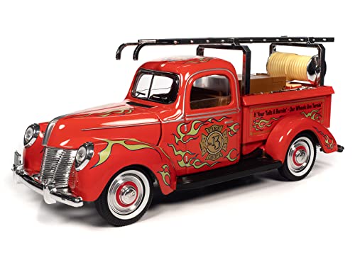 Auto World Silver Screen Machines Rat Fink Feuerwehrwagen mit Harzfigur im Maßstab 1:18 Druckgussmodell von AW AUTO WORLD