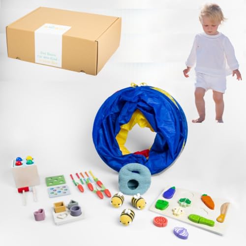 AWARIKIDS Montessori Spielzeug-Set für Babys & Kinder - pädagogisch wertvoll Baby Spielzeuge, 6 in 1 Baby Spielzeug - Geschenk für Baby Spielzeug ab 0 3 6 Monat (13-16 Monate) von AWARIKIDS