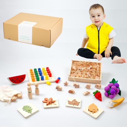 AWARIKIDS Montessori Spielzeug-Set für Babys & Kinder - pädagogisch wertvoll Baby Spielzeuge, 6 in 1 Baby Spielzeug - Geschenk für Baby Spielzeug ab 0 3 6 Monat (17-20 Monate) von AWARIKIDS