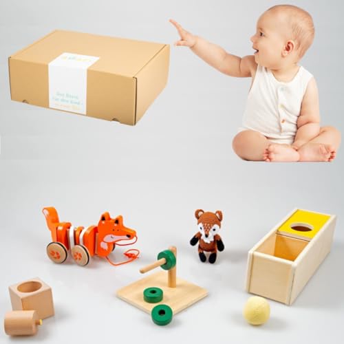 AWARIKIDS Montessori Spielzeug-Set für Babys & Kinder - pädagogisch wertvoll Baby Spielzeuge, 6 in 1 Baby Spielzeug - Nachziehtier Geschenk für Baby Spielzeug ab 0 3 6 Monat (11-12 Monate) von AWARIKIDS
