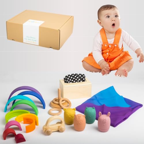 AWARIKIDS Montessori Spielzeug-Set für Babys & Kinder - pädagogisch wertvoll Baby Spielzeuge, 6 in 1 Baby Spielzeug - Stapelturm, Geschenk für Baby Spielzeug ab 0 3 6 Monat (9-10 Monate) von AWARIKIDS
