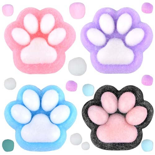 AWAVM 4 Stück Squishy Katzenpfotenspielzeug, Squishy Katze, Riesenpfotenspielzeug, Anti-Stress, Kawaii, Spielzeug zum Drücken zur Linderung von Angstzuständen, Fufu Taba Yoyo Squishy, niedliches von AWAVM