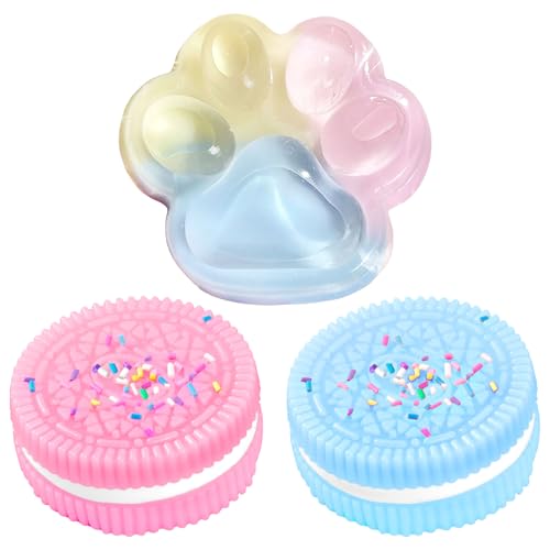 AWAVM Anti-Stress-Spielzeug, 2 Squishy Kawaii-Kekse, 1 Squishy Katzenpfotenspielzeug, Yoyo Mochi Squishy, niedliches Geschenk, Geburtstag, Party oder Weihnachten, sensorisches Spielzeug, Dekompression AWAVM Anti-Stress-Spielzeug, 2 Squishy Kawaii-Kekse, 1 Squishy Katzenpfotenspielzeug, Yoyo Mochi Squishy, niedliches Geschenk, Geburtstag, Party oder Weihnachten, sensorisches Spielzeug, Dekompression von AWAVM