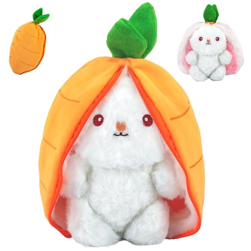 AWAVM Hase Plüschtier Verstecken klein,Erdbeerhasen Kissen Plüschtier, Kuscheltier Hase, Kuscheltier Plüschtier, Hasenplüschtier, Ostergeschenke Kindergeburtstag Geschenk (25cm) (Gelb) von AWAVM