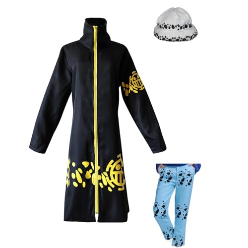 AWDOAJOI Cosplay-Kostüm, Anime, Trafalgar Law Unisex-Umhang, Overcoat, Outfits, Halloween, Party, Anzüge (komplettes Set, klein) von AWDOAJOI