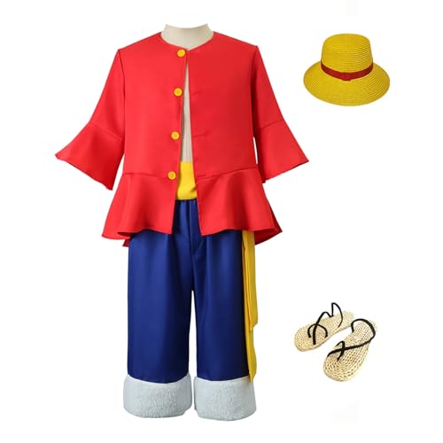 AWDOAJOI Cosplay-Kostüm, Anime-Affe D, Luffy, Unisex, Strohhut, Uniform, Halloween, Party, Anzüge (komplettes Set, Größe M) von AWDOAJOI