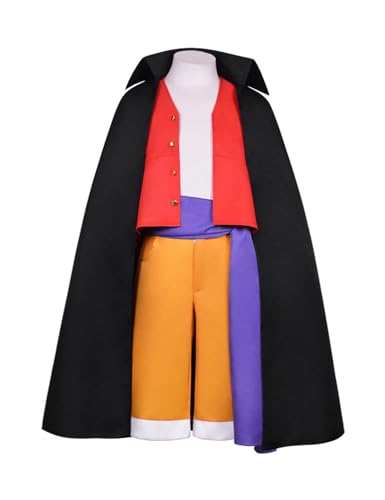 AWDOAJOI Cosplay-Kostüm Anime Affe D Luffy Umhang Jacke Shorts Uniform Halloween Party Anzüge (Größe M) von AWDOAJOI