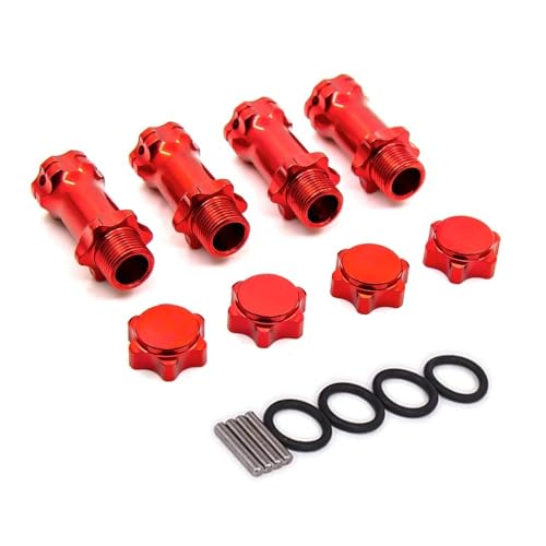 AWGSRZIU 30 mm verlängerte Halteradapter Hub kompatibel mit 1/8 Skala RC -Fahrzeugen 17mm Rad Sechskant Teile Set 89108(RED) von AWGSRZIU