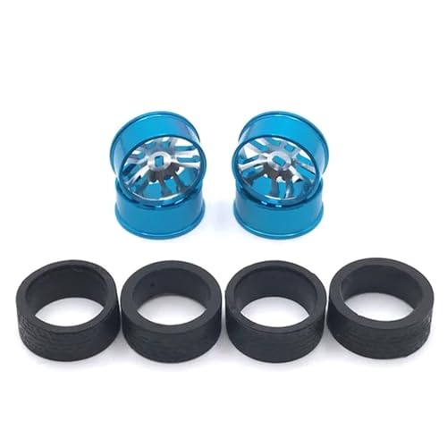 AWGSRZIU 4PCS 1/28 24mm RC Racing Tire und Metall Wheel Rand Kompatibel mit kompatible 1:28 Modelle wie 284131 K969 K979 K989 P929 -Z -Upgrade -Teile(Blue) von AWGSRZIU