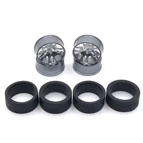 AWGSRZIU 4PCS 1/28 24mm RC Racing Tire und Metall Wheel Rand Kompatibel mit kompatible 1:28 Modelle wie 284131 K969 K979 K989 P929 -Z -Upgrade -Teile(Grey) von AWGSRZIU