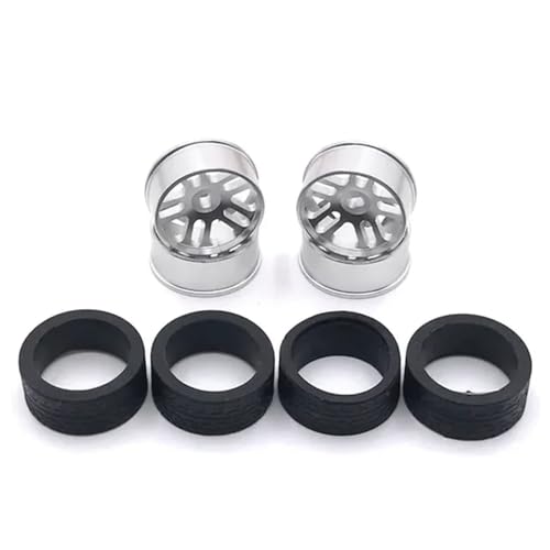 AWGSRZIU 4PCS 1/28 24mm RC Racing Tire und Metall Wheel Rand Kompatibel mit kompatible 1:28 Modelle wie 284131 K969 K979 K989 P929 -Z -Upgrade -Teile(Silver) von AWGSRZIU