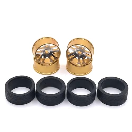 AWGSRZIU 4PCS 1/28 24mm RC Racing Tire und Metall Wheel Rand Kompatibel mit kompatible 1:28 Modelle wie 284131 K969 K979 K989 P929 -Z -Upgrade -Teile(Yellow) von AWGSRZIU