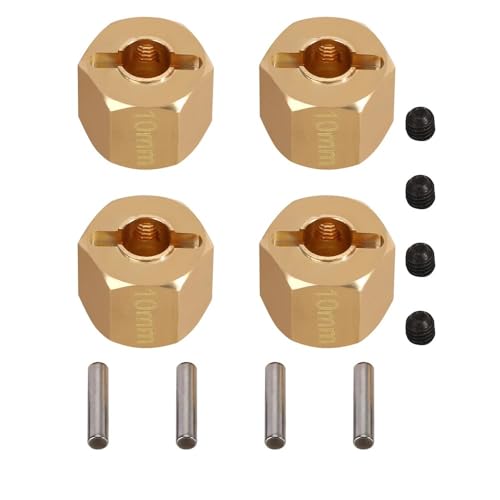 AWGSRZIU 4pcs Metall Messing schwereres Hex -Hub -Rad 8mm 9 mm 10 mm Kompatibel mit 1/10 RC Crawler kompatibel mit verschiedenen Modellen(Brass 10MM) von AWGSRZIU