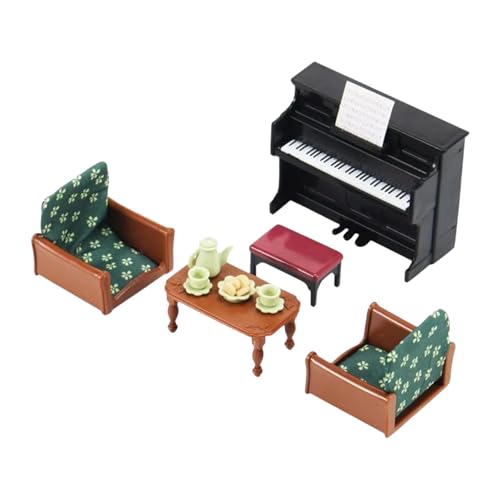 ＡＷＨＡＯ 1/12 Puppenhaus Klavier Sofa Set, Miniatur Klavier für Schlafzimmer, Badezimmer, Puppenhaus von ＡＷＨＡＯ