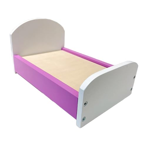 ＡＷＨＡＯ 1/12 Puppenhausbett, Miniaturbett, Puppenhausmöbel Dekoration Accessoire für Mikrolandschaft, Lila von ＡＷＨＡＯ