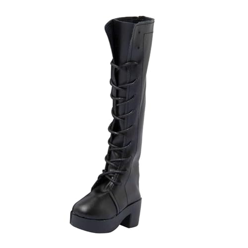 ＡＷＨＡＯ 1/3 Puppenschuhe mit Kugelgelenk, Lange BJD Stiefel, Mädchenpuppenschuhe, Anzieh Lederschuhe, Hochhackige Schuhe, für 60 cm Puppenzubehör, Schwarz von ＡＷＨＡＯ