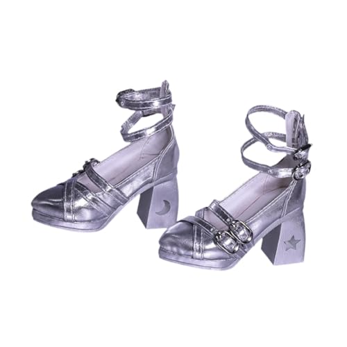 ＡＷＨＡＯ 1/3 Weibliche Puppe Hochhackige Schuhe Puppe Schuhe Geschenk Komfortable Sammlung Dekoration Sandalen Modell für Weibliche Action Figuren, Silber von ＡＷＨＡＯ