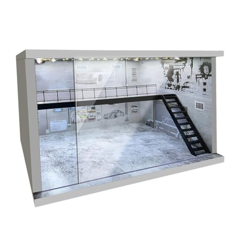 ＡＷＨＡＯ 1/64 1/36 1/32 Skala Diecast Modell Auto Vitrine Hintergrund Staubdicht Simulation mit Licht LED Parkplatz für Diecast Auto, B von ＡＷＨＡＯ