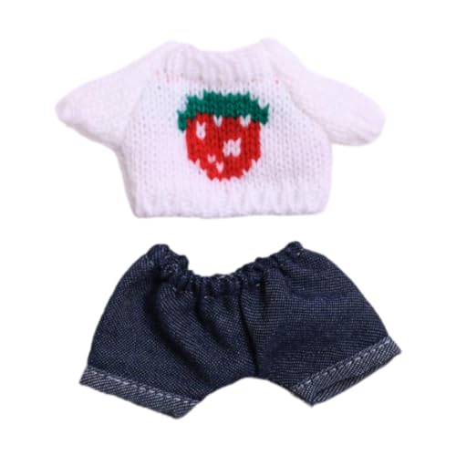 ＡＷＨＡＯ 15 cm 17 cm Plüschpuppenkleidung, Süßer Pullover Und Jeans, Stofftierkleidung, Kostüme, Stilvolles Plüschpuppenzubehör, Weich, Weiß von ＡＷＨＡＯ