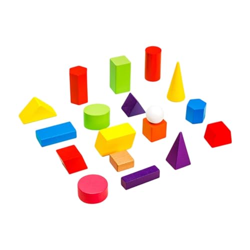 ＡＷＨＡＯ 18 Stück Holzblöcke mit Geometrischen Körpern Und Geometrischen Formen für Spiele, Geschenk, Spielzimmer von ＡＷＨＡＯ