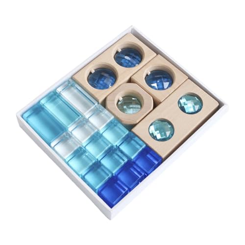 ＡＷＨＡＯ 19Pcs Acryl EDELSTEIN Bausteine ​​Set Transparent Aussehen Spielzeug Regenbogen Gebäude Würfel Kinder Jungen Mädchen Lehre, Blau von ＡＷＨＡＯ