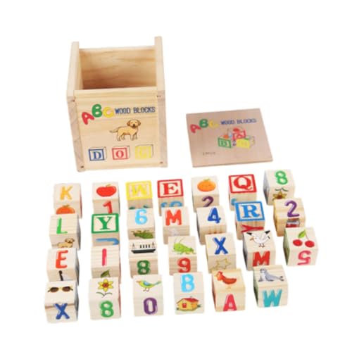 ＡＷＨＡＯ 27 Stück Holz Alphabet Blöcke, Holz Alphabet Stapelspielzeug Zum Lernen von ＡＷＨＡＯ