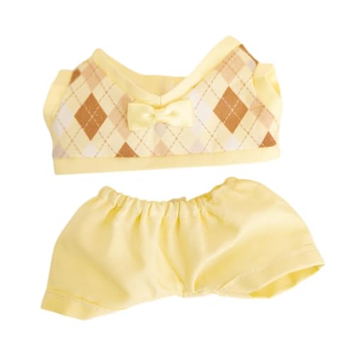 ＡＷＨＡＯ 2X Mädchen Puppenkleidung, Puppenkleidung, Kinder Geschenk Kostüme, Abnehmbare, Bequeme Miniatur Puppen Outfits, Bezaubernd für 6 Zoll Puppen, Gelbe Shorts von ＡＷＨＡＯ