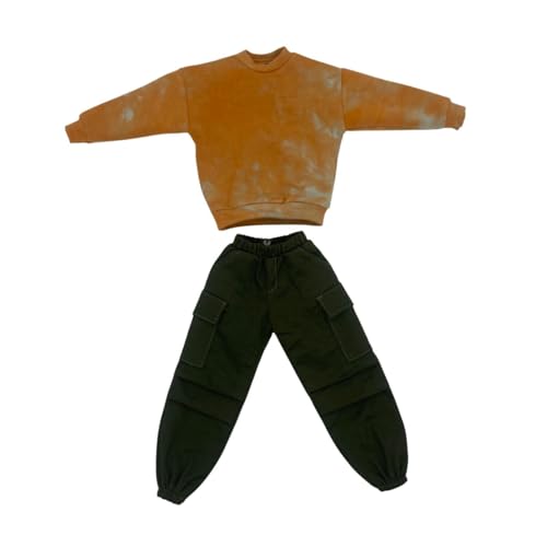 ＡＷＨＡＯ 2X Oberteile Und Hosen Im Maßstab 1:6, Miniaturkleidung, Handgefertigte Puppenkleidung für 12 Zoll Puppenmodelle, Sweatshirt mit Rundhalsausschnitt von ＡＷＨＡＯ