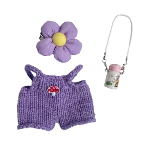 ＡＷＨＡＯ 3 Teiliges Puppen Hosenträgerset mit Haarnadel Outfits Und Wasserflasche für 15–17 cm Große Puppen, Mädchenpuppen, Ankleiden, Neujahrsgeschenke von ＡＷＨＡＯ