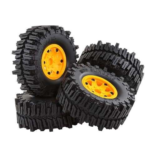 ＡＷＨＡＯ 4 Stück RC Räder Und Reifen Ersetzen RC Modifikationszubehör, RC Crawler Autoreifen, RC Upgrade Teile für 1/8 RC Car Modifikation, Gelb von ＡＷＨＡＯ