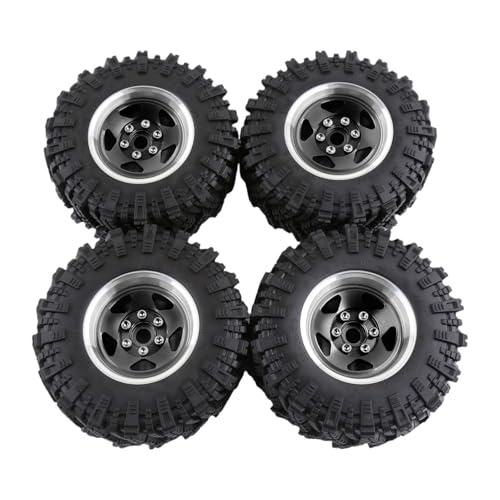 ＡＷＨＡＯ 4 Stück RC-Räder und Reifen für 1/12 RC-Crawler-Auto, Ersatzteile und Zubehör, Schwarz von ＡＷＨＡＯ