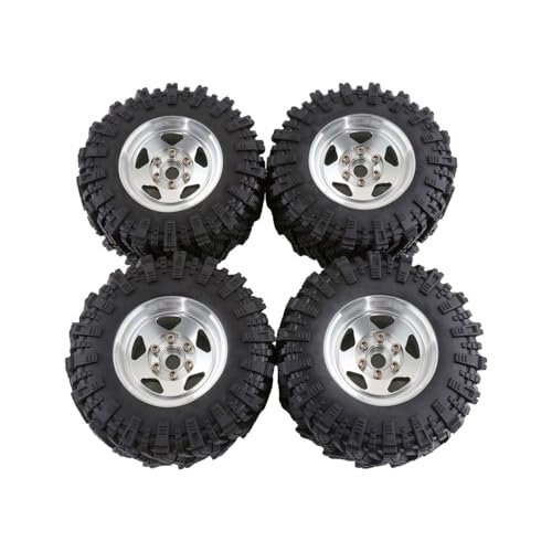 ＡＷＨＡＯ 4 Stück RC-Räder und Reifen für 1/12 RC-Crawler-Auto, Ersatzteile und Zubehör, Silbrig von ＡＷＨＡＯ