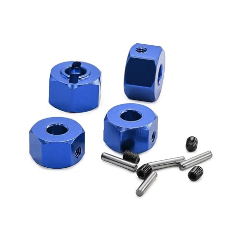 ＡＷＨＡＯ 4 Teile 1:10 RC Car Hex Wheel Wheel Hubs Accessoire, DIY Modell, 12 Mm Teile Ersetzen, für 1/10 Mini Auto RC Automodellwagen, Blau von ＡＷＨＡＯ