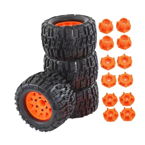 ＡＷＨＡＯ 4 Teiliges RC Reifen Reifen Ersatz Rad Reifen Set für 1/10 Auto LKW Modell, Orange von ＡＷＨＡＯ