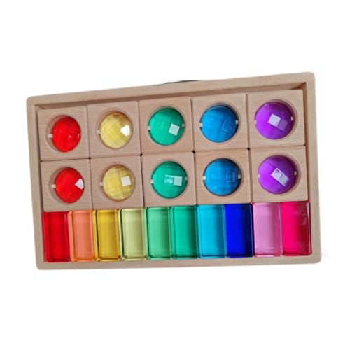 ＡＷＨＡＯ Acryl Holzklötze Set, Würfel Bauen, Buntes Lernspielzeug, Spielzeug, Regenbogen Stapelspiel für Kinder, 2 Arten Blöcke von ＡＷＨＡＯ