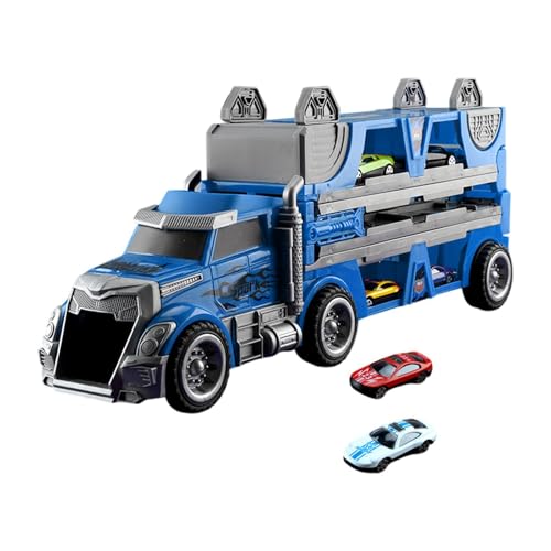 ＡＷＨＡＯ Autotransporter LKW Spielzeugset, Transport LKW, Sammelspielzeug, Faltbare Rennstrecke, Geschenk, Blau von ＡＷＨＡＯ