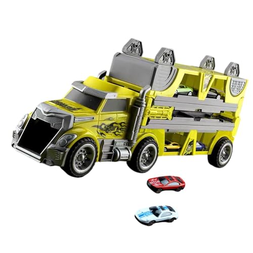 ＡＷＨＡＯ Autotransporter LKW Spielzeugset, Transport LKW, Sammelspielzeug, Faltbare Rennstrecke, Geschenk, Gelb von ＡＷＨＡＯ