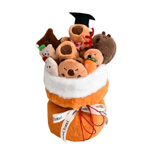 ＡＷＨＡＯ Capybara Plüschblumen Arrangement, Capybara Stofftier für Geburtstagsfeiern Und Hochzeiten, Orange von ＡＷＨＡＯ