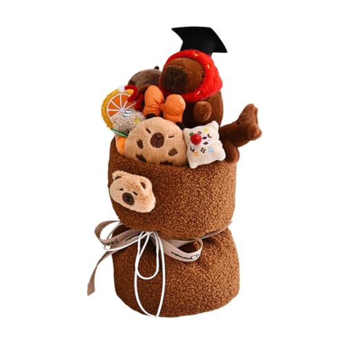 ＡＷＨＡＯ Capybara Plüschblumen Arrangement, Capybara Stofftier für Geburtstagsfeiern Und Hochzeiten, Tiefer Kaffee von ＡＷＨＡＯ