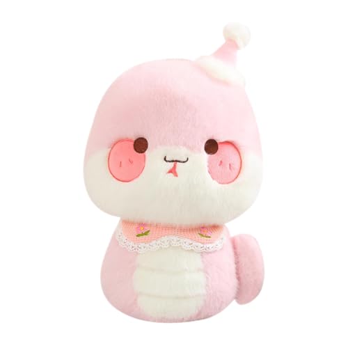 ＡＷＨＡＯ Cartoon Schlangen Plüschtier, Stoffkissen, Jahr Der Schlangen Dekoration, Stofftier für Schlafzimmer, Rosa 28 cm von ＡＷＨＡＯ