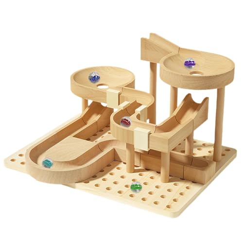 ＡＷＨＡＯ DIY Holzbahn Marmor Spielzeug, Pädagogisch, für Erwachsene, Kinder, Bastler, Heimdekoration von ＡＷＨＡＯ