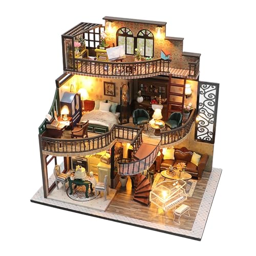 ＡＷＨＡＯ DIY Miniatur Puppenhaus Bausatz mit Möbeln Und Leichten Geburtstagsgeschenken von ＡＷＨＡＯ