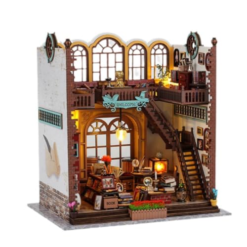 ＡＷＨＡＯ DIY Miniatur Puppenhaus Sets Aus Holz, Buchstützenständer für Geburtstage, Geschenke für Erwachsene von ＡＷＨＡＯ