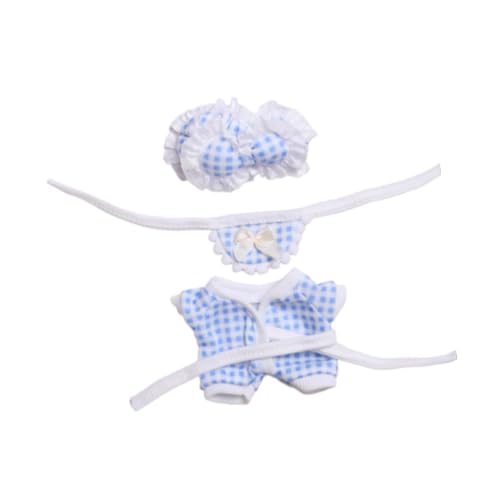 ＡＷＨＡＯ DREI Teile Puppen Schlafanzug und Lätzchen-Stirnband für 17 cm Figuren, Geschenkideen, Blau von ＡＷＨＡＯ