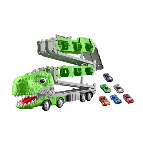 ＡＷＨＡＯ Dinosaurier-LKW-Transporter, Spielzeugfahrzeuge für Kinder, Dinosaurier-Rennstrecke und Interaktionsspiel, 12 Autos von ＡＷＨＡＯ