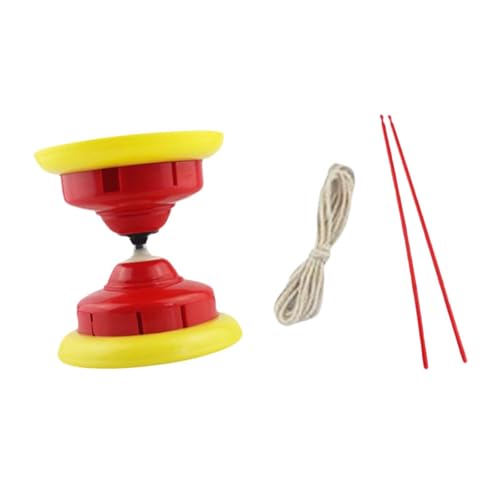 ＡＷＨＡＯ Dreifach Gelagertes Diabolo mit Diabolo Stöcken, Einfaches Tragen, Training, Chinesisches Jonglierspielzeug, für Park, Drinnen Und Draußen, Rot von ＡＷＨＡＯ