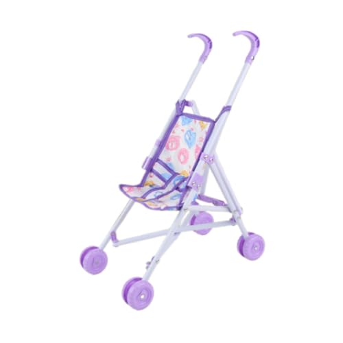 ＡＷＨＡＯ Faltbare Miniatur Pushing Trolley, Geschenkspielzeug, Verschiebung, Pädagogisches Rollenspiel, Puppenwagen, 10 Zoll für Kleine Mädchen Und Kinder, Violett von ＡＷＨＡＯ