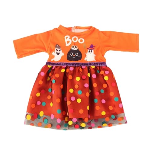 ＡＷＨＡＯ Halloween Puppenkostüm, 18 Zoll Puppenkleidung für Mädchen, Robuste Kreative Mode, Mädchenpuppe, Halloween Kleid, Puppenzubehör für Cosplay, Orange von ＡＷＨＡＯ