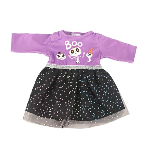 ＡＷＨＡＯ Halloween Puppenkostüm, 18 Zoll Puppenkleidung für Mädchen, Robuste Kreative Mode, Mädchenpuppe, Halloween Kleid, Puppenzubehör für Cosplay, Violett Schwarz von ＡＷＨＡＯ